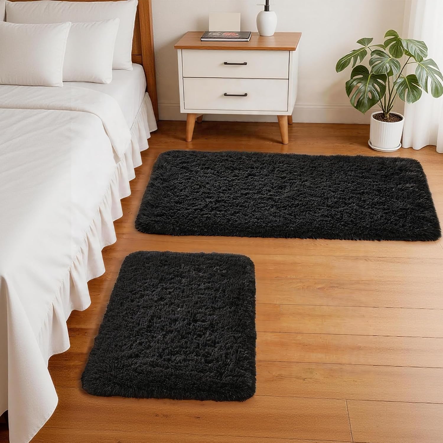 Grey Fluffy Shag Area Rug