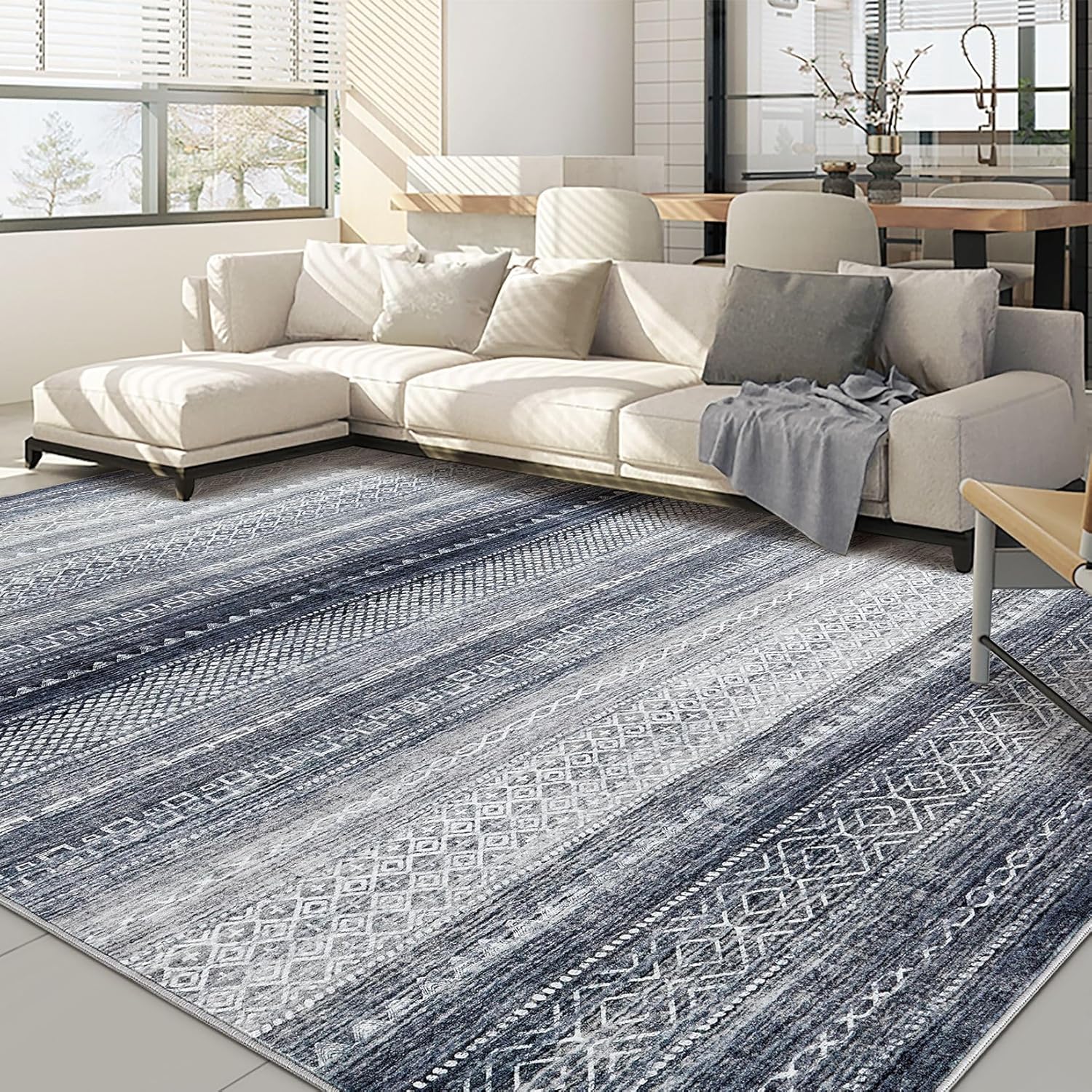 Boho Moroccan Washable Area Rug