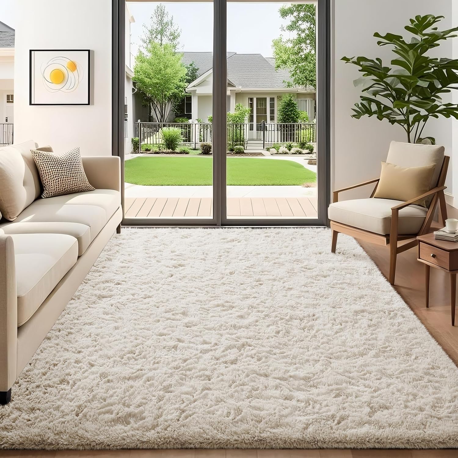 Grey Fluffy Shag Area Rug