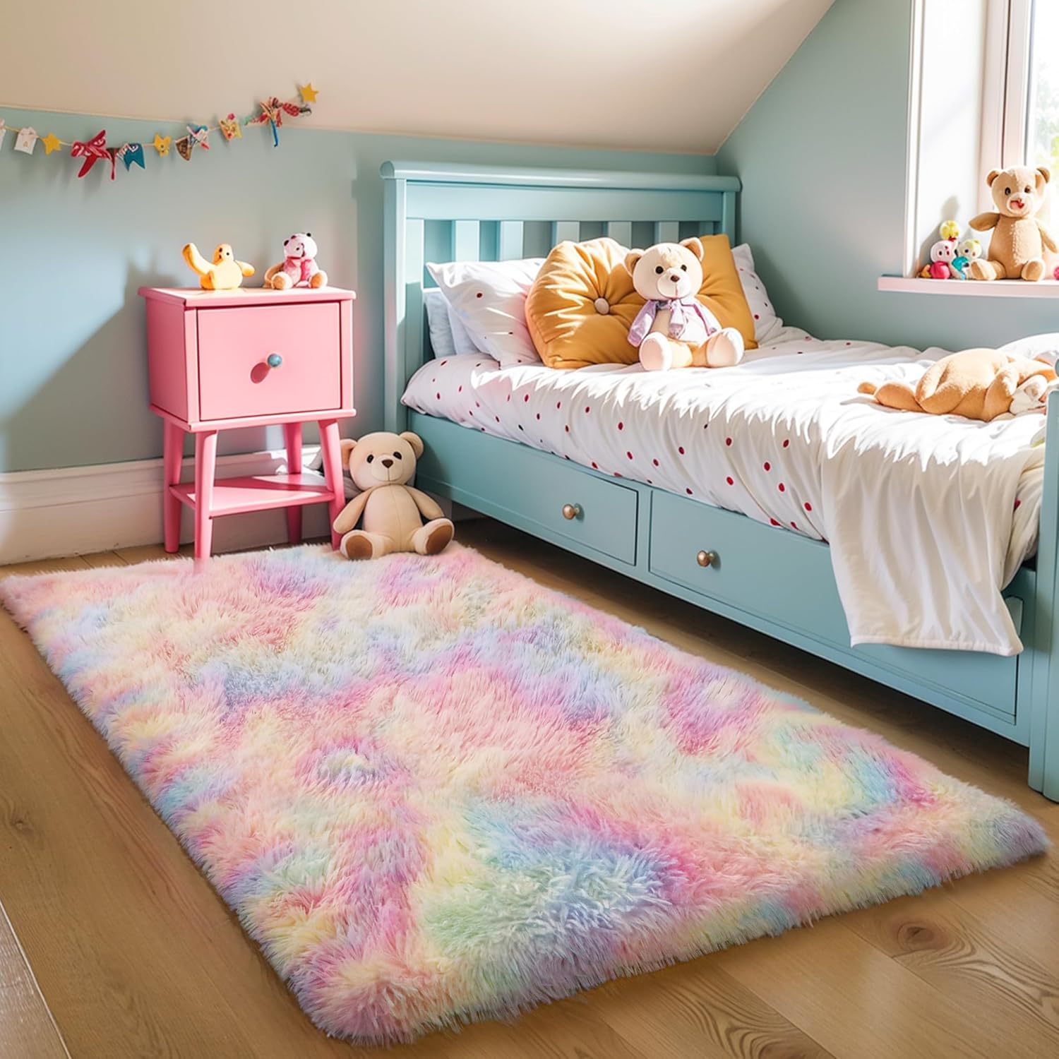 Pink Fluffy Shag Area Rug