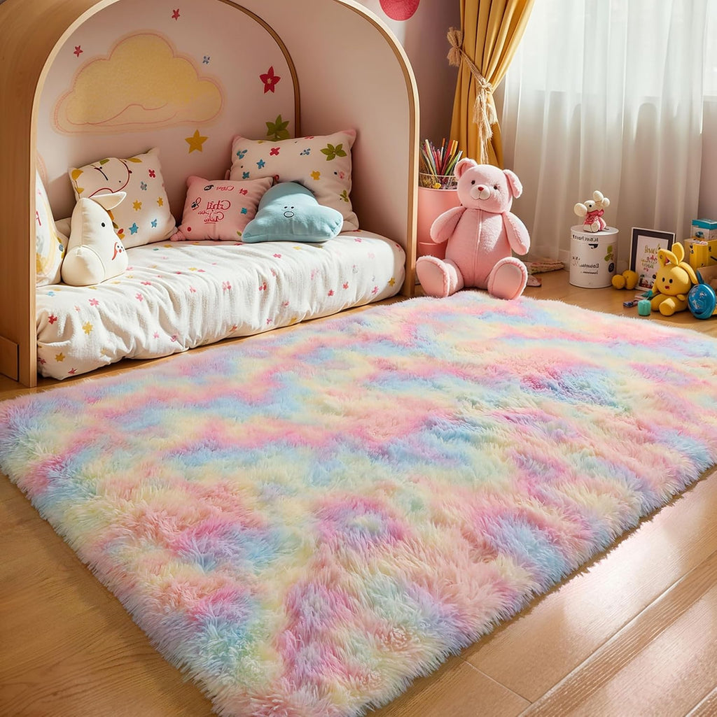 Pink Fluffy Shag Area Rug