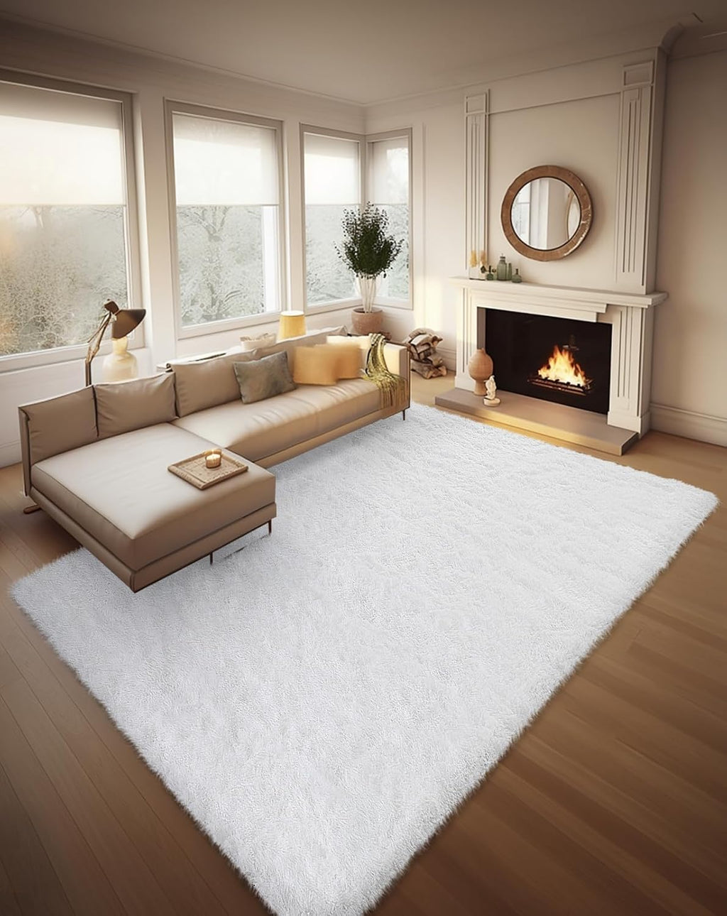 Grey Fluffy Shag Area Rug
