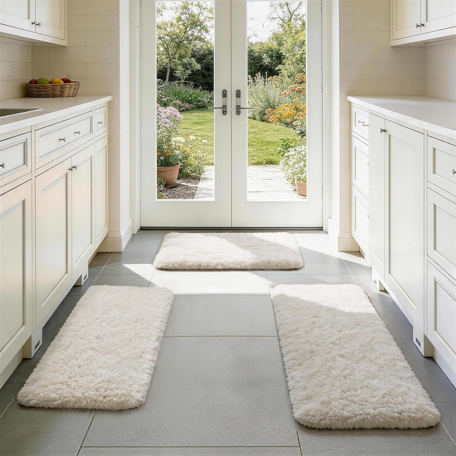 Grey Fluffy Shag Area Rug