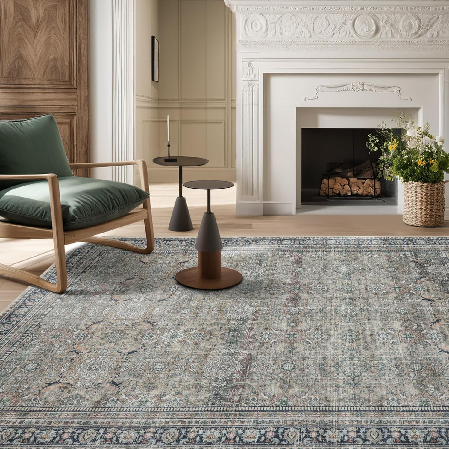Vintage Faux Wool Area Rug
