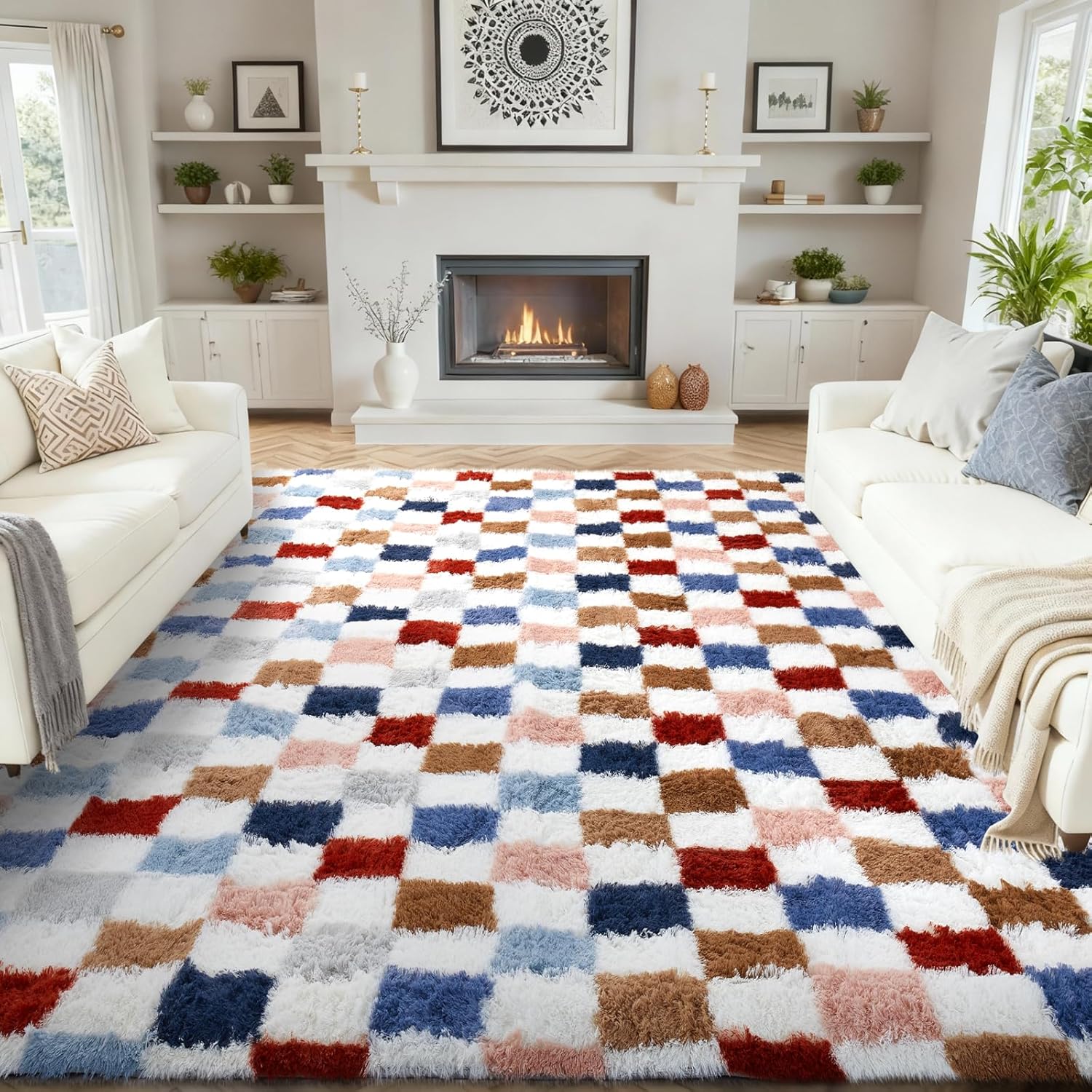 Grey Fluffy Shag Area Rug
