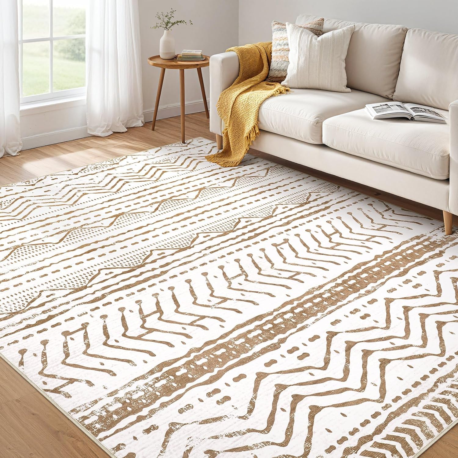 Boho Moroccan Washable Area Rug