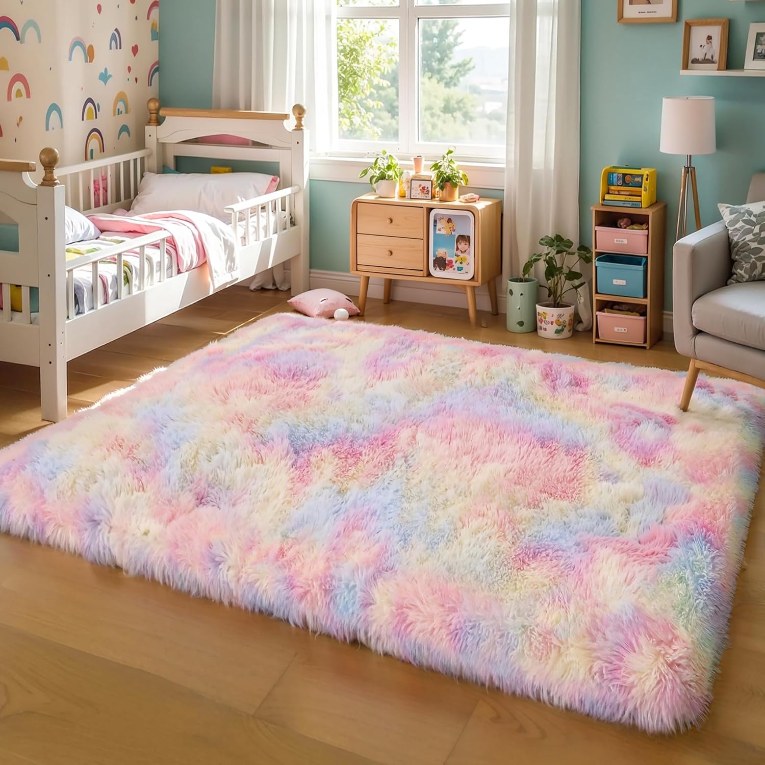 Pink Fluffy Shag Area Rug