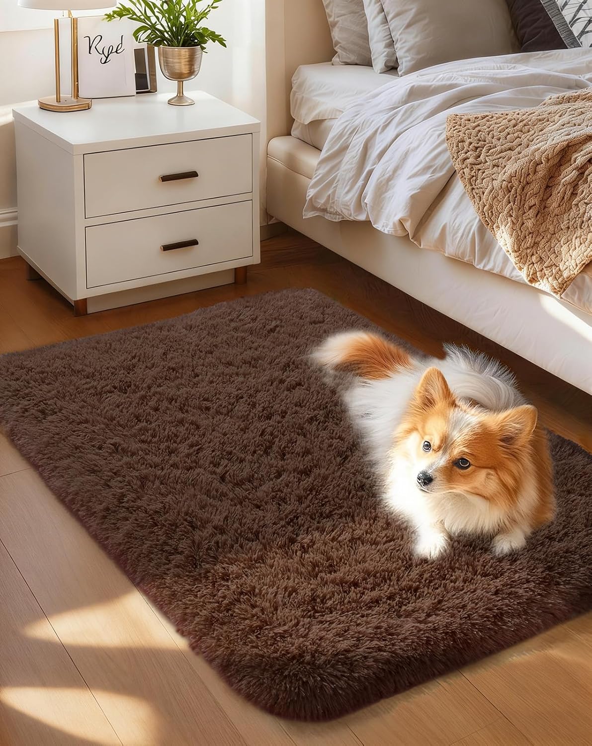 Grey Fluffy Shag Area Rug