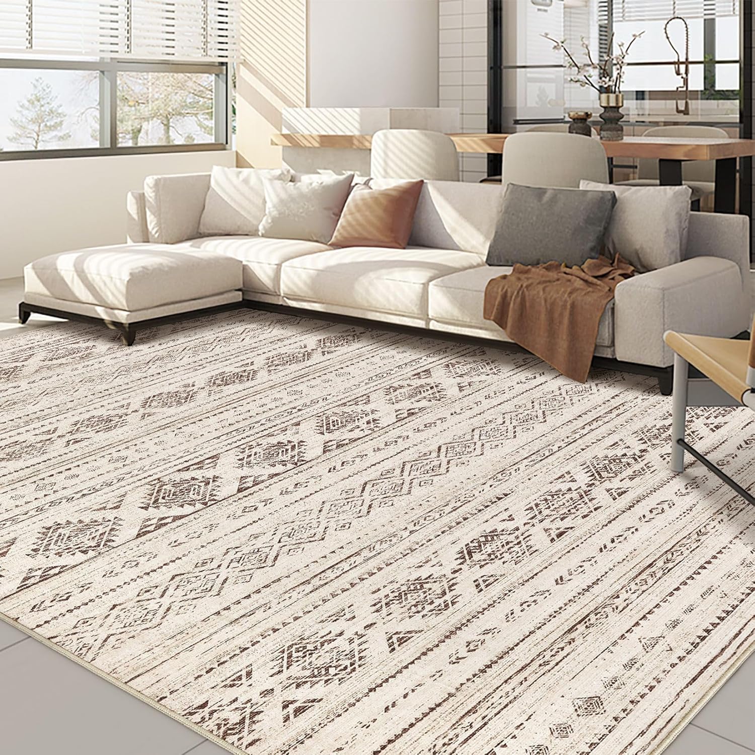 Boho Moroccan Washable Area Rug