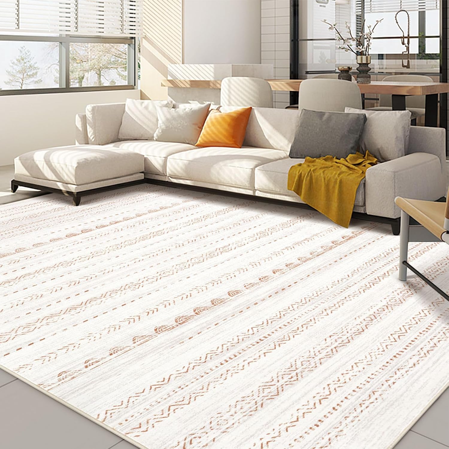 Boho Moroccan Washable Area Rug