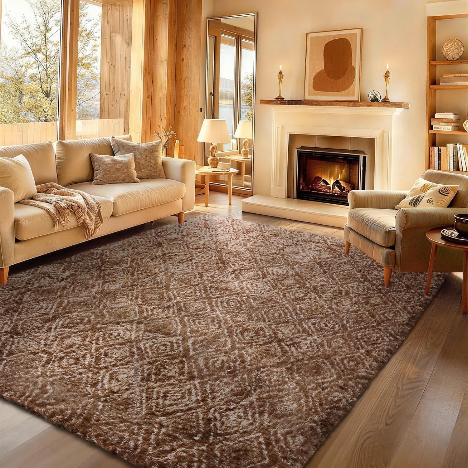 Grey Fluffy Shag Area Rug
