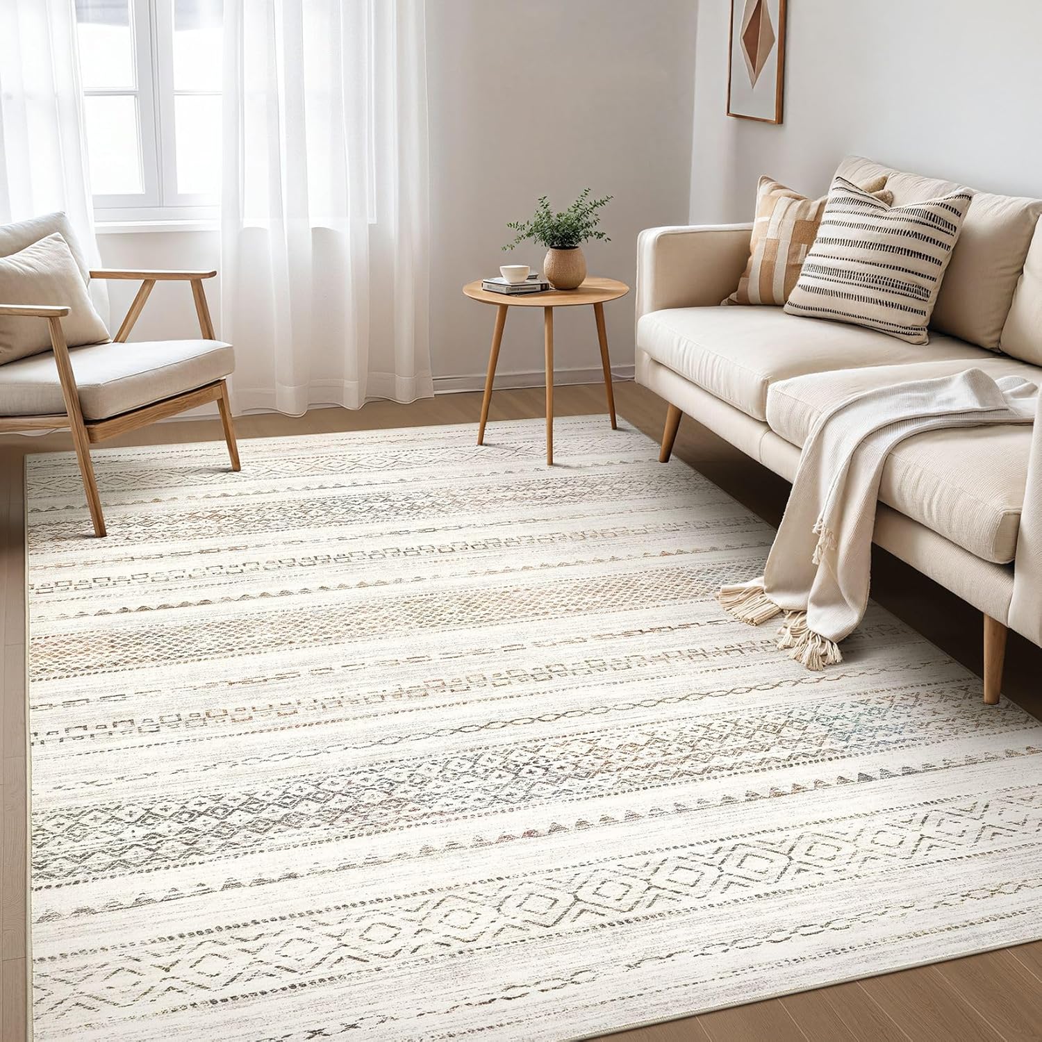 Boho Moroccan Washable Area Rug