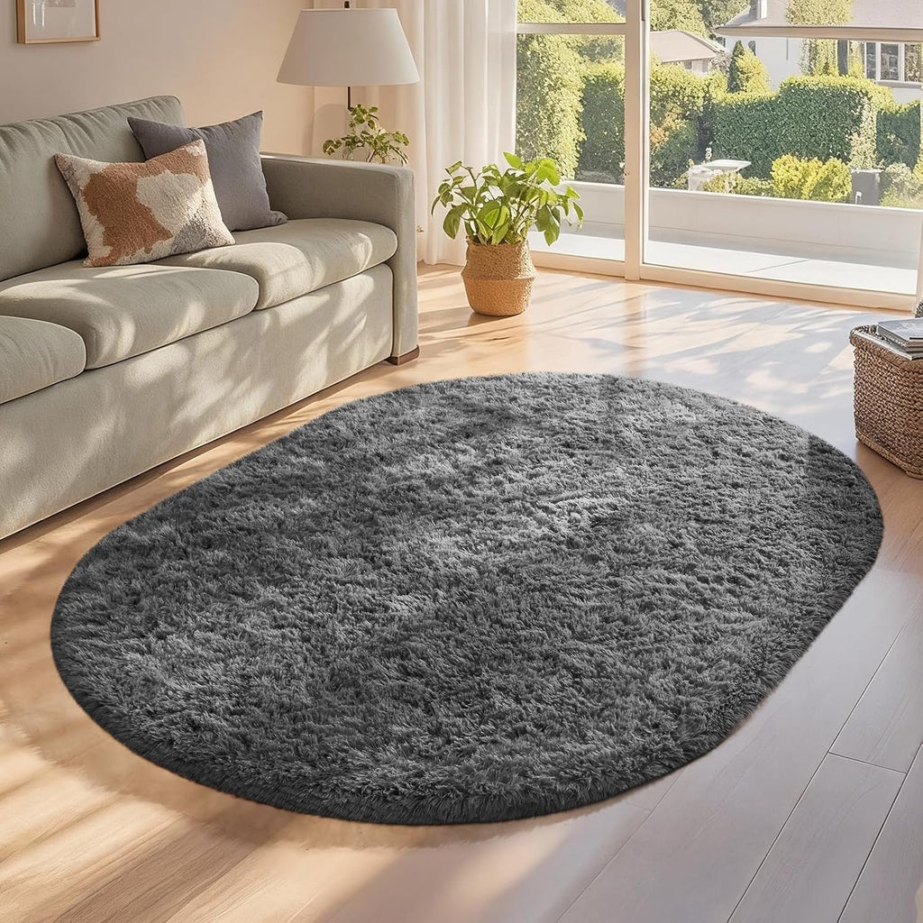 Grey Fluffy Shag Area Rug