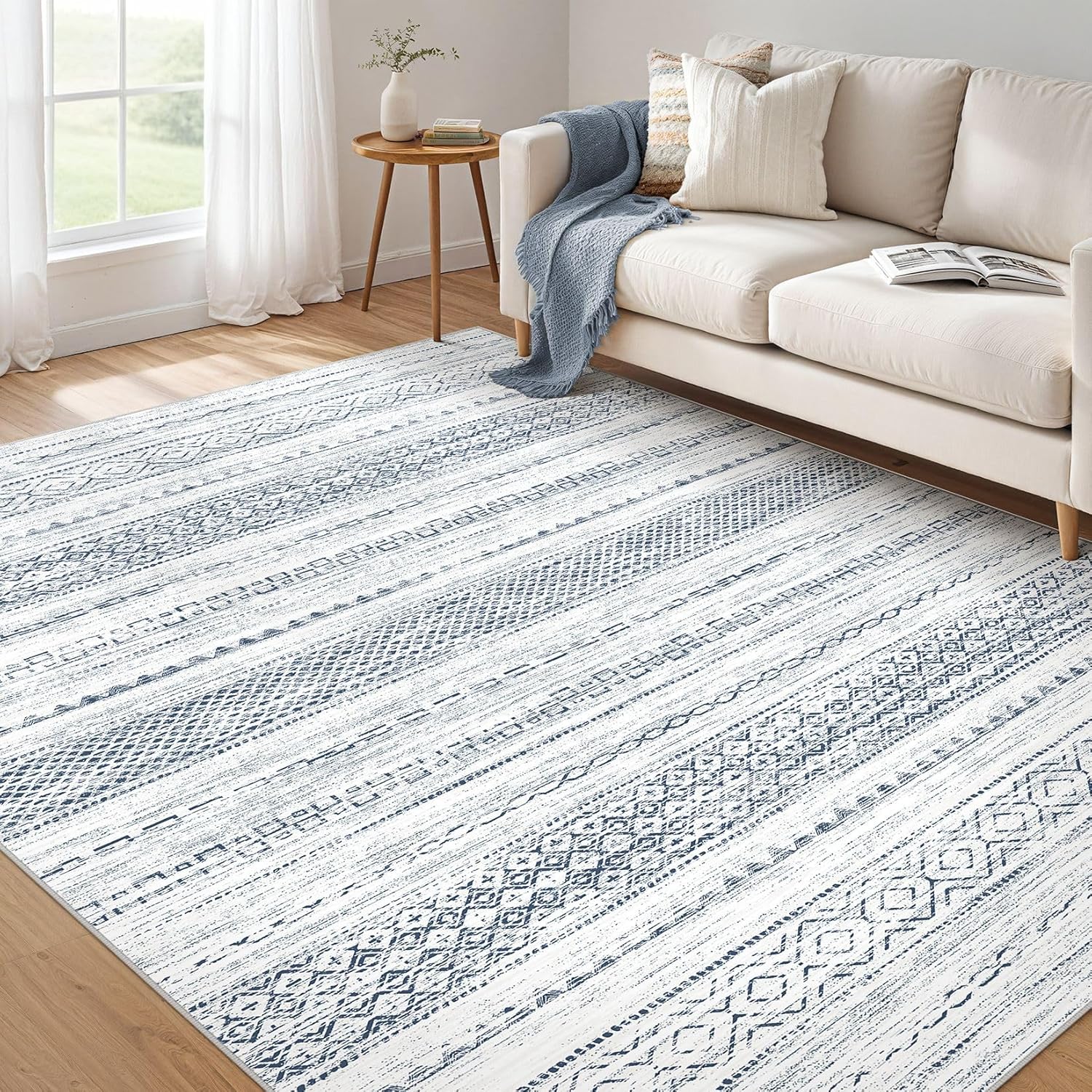 Boho Moroccan Washable Area Rug