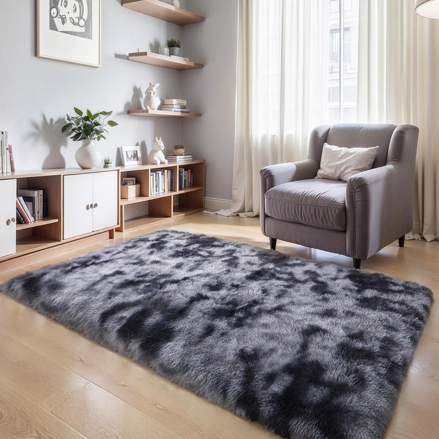 Pink Fluffy Shag Area Rug