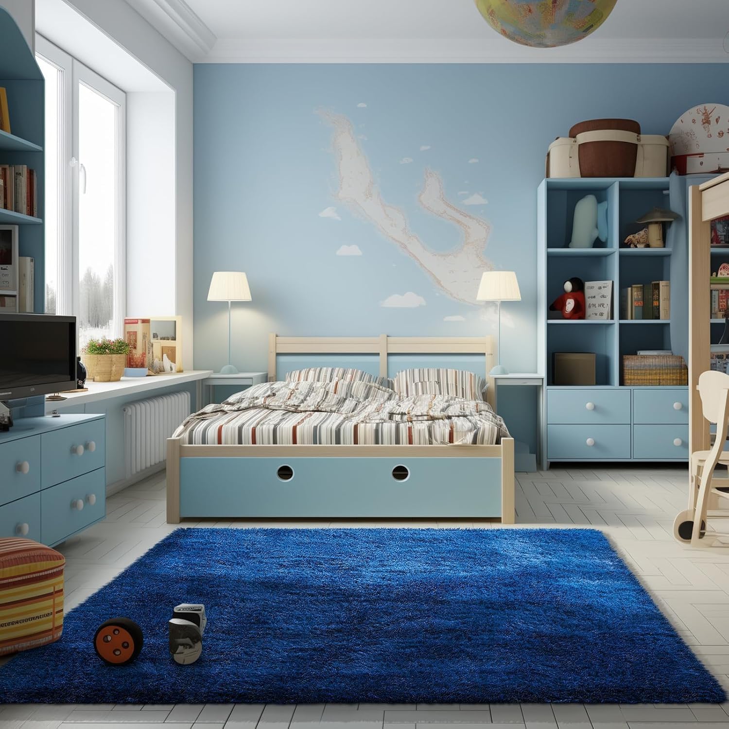 Grey Fluffy Shag Area Rug