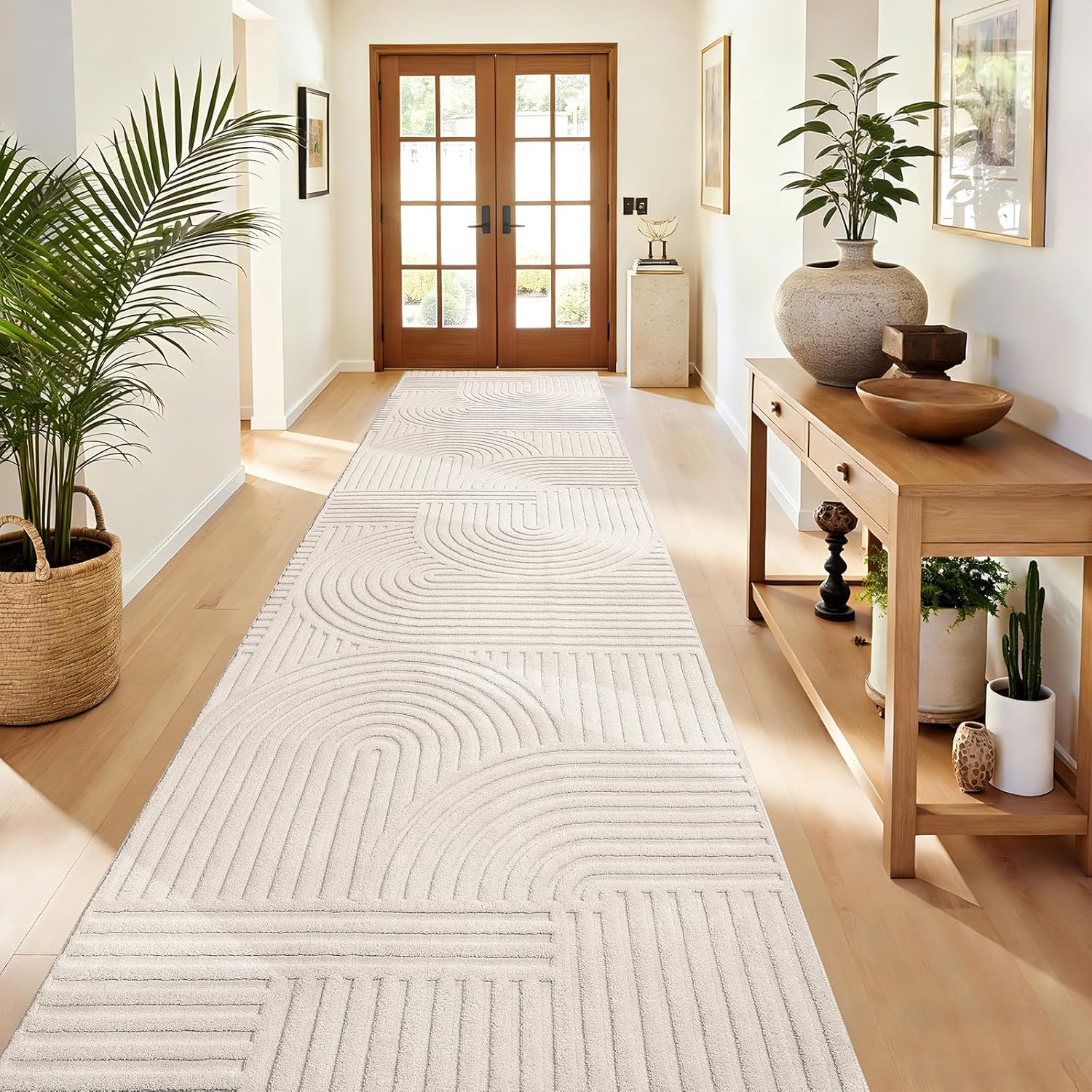 Modern Beige Washable Area Rug