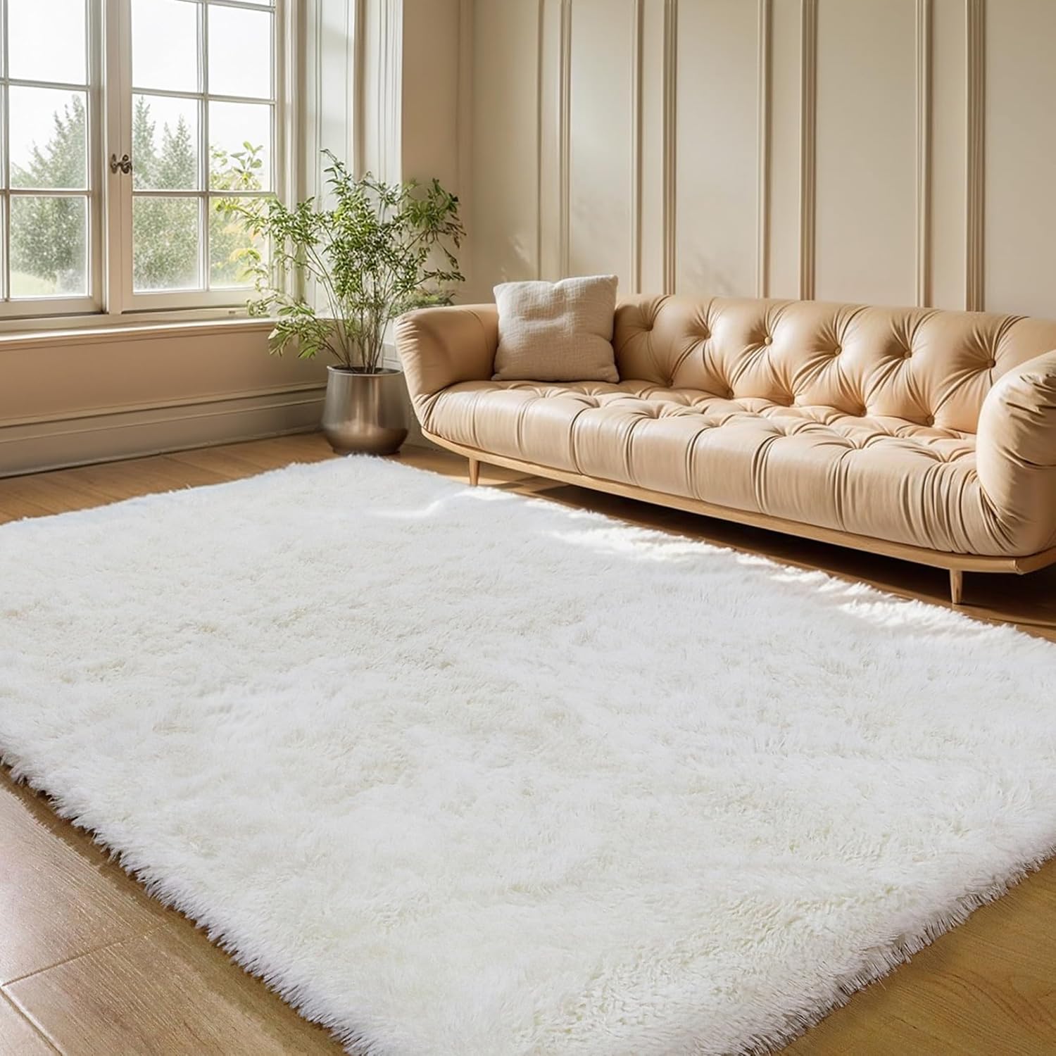 Pink Fluffy Shag Area Rug