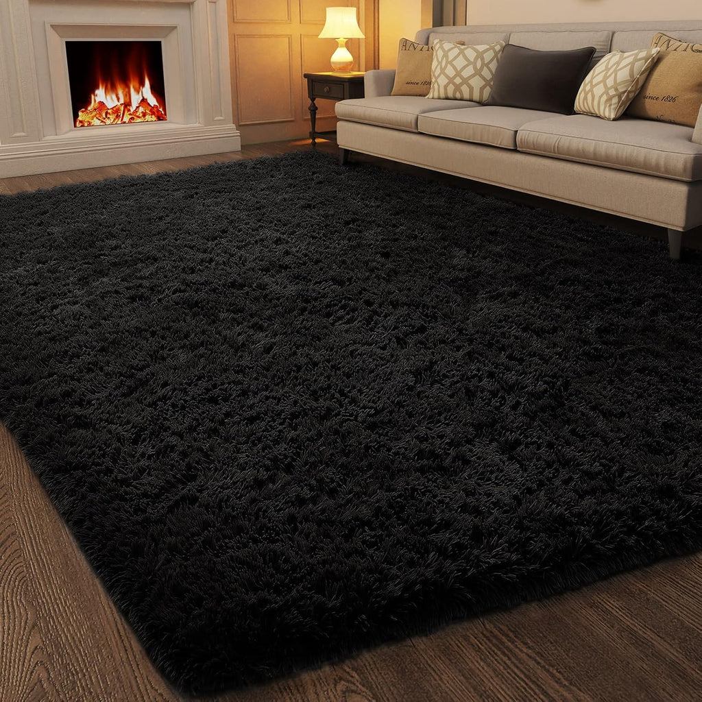 Grey Fluffy Shag Area Rug