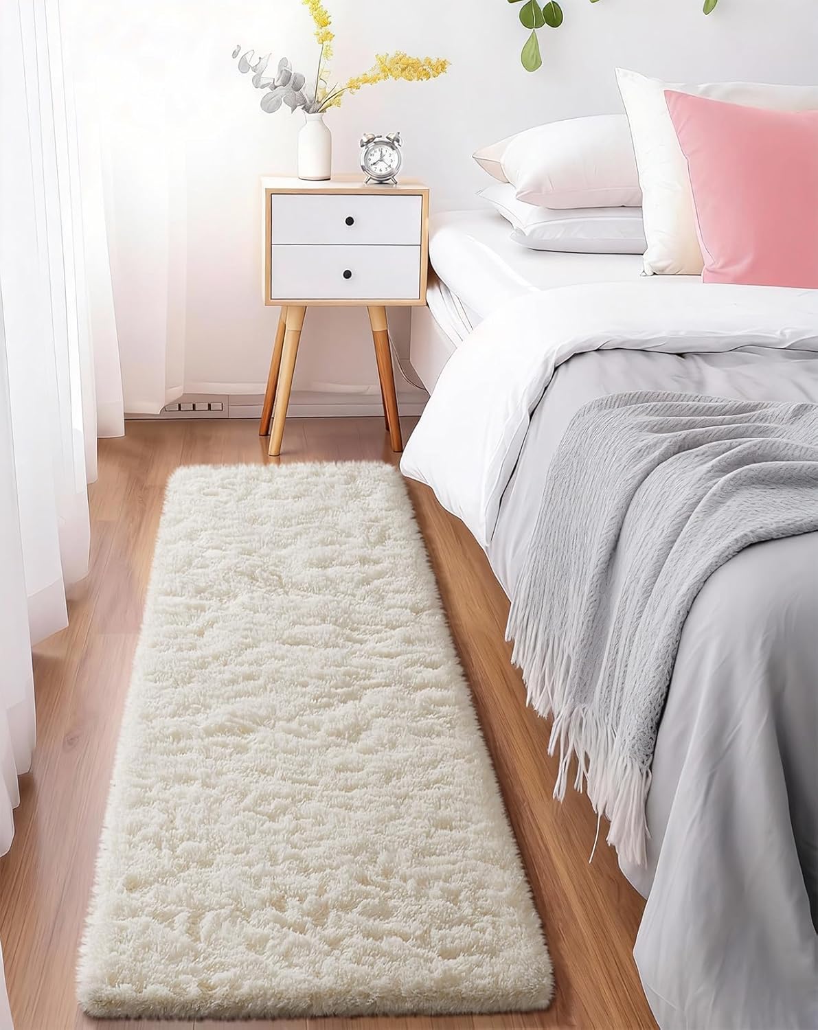 Grey Fluffy Shag Area Rug