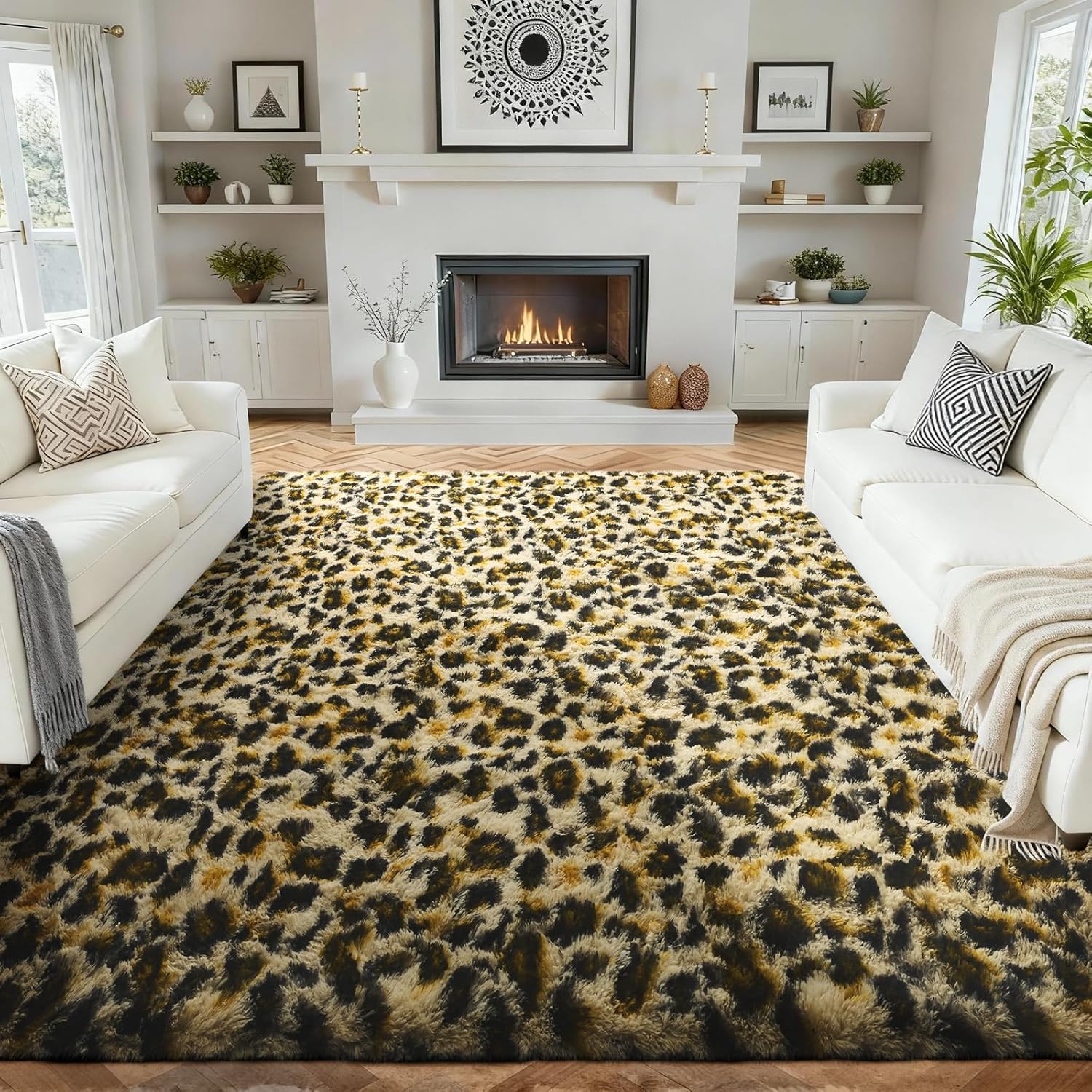 Grey Fluffy Shag Area Rug