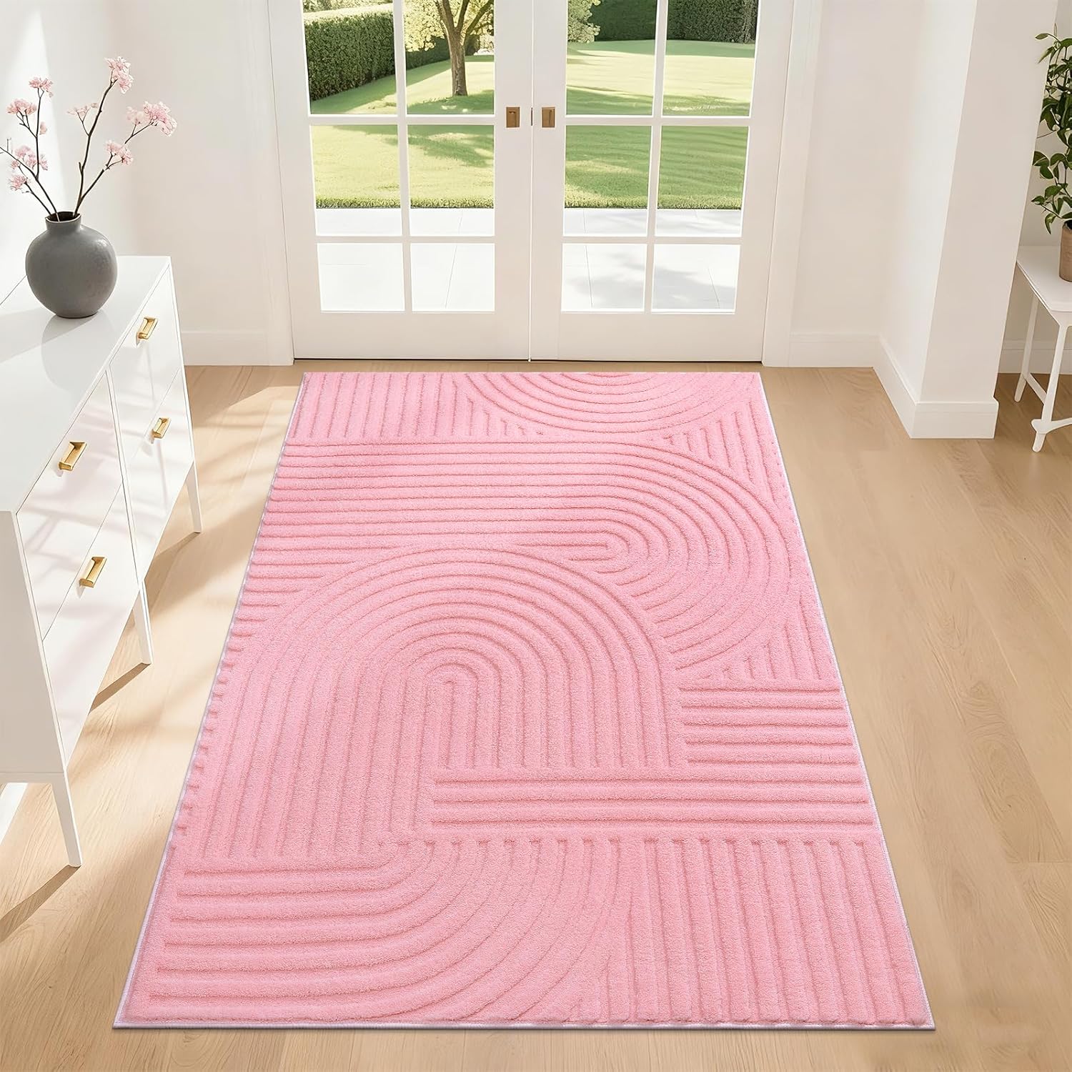 Modern Beige Washable Area Rug
