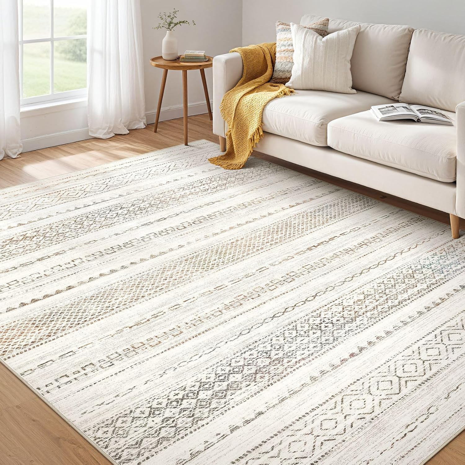 Boho Moroccan Washable Area Rug