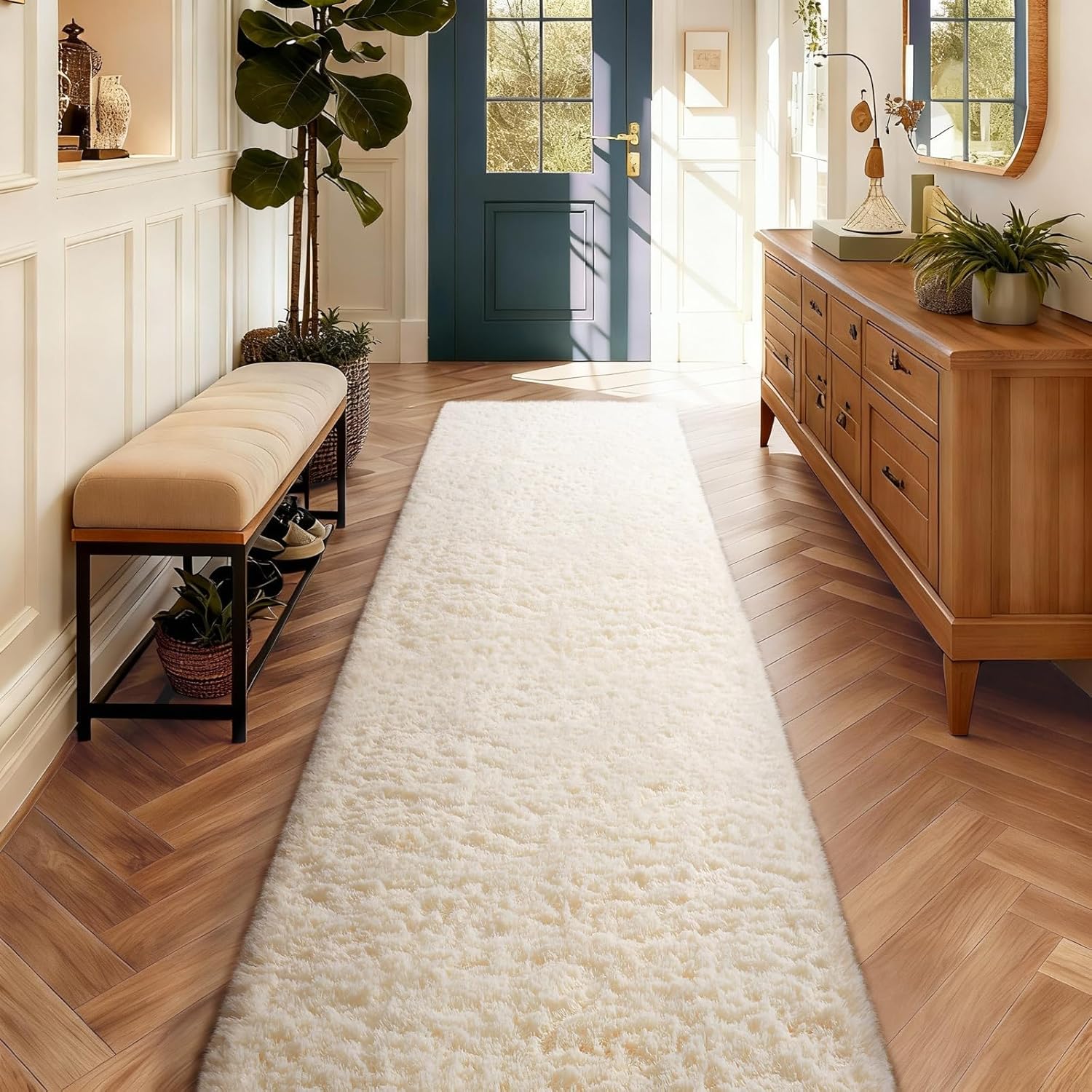 Grey Fluffy Shag Area Rug