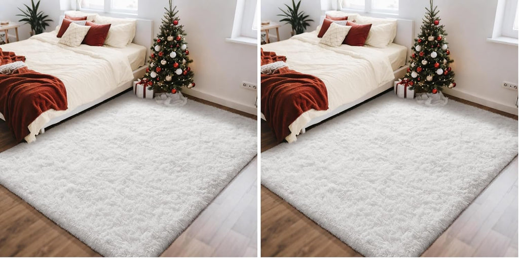 Grey Fluffy Shag Area Rug