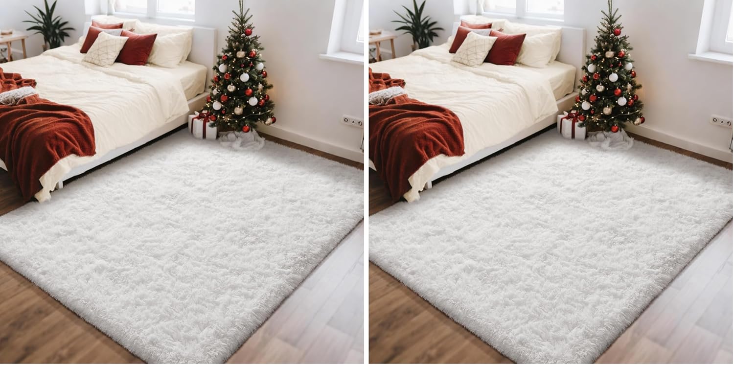Grey Fluffy Shag Area Rug