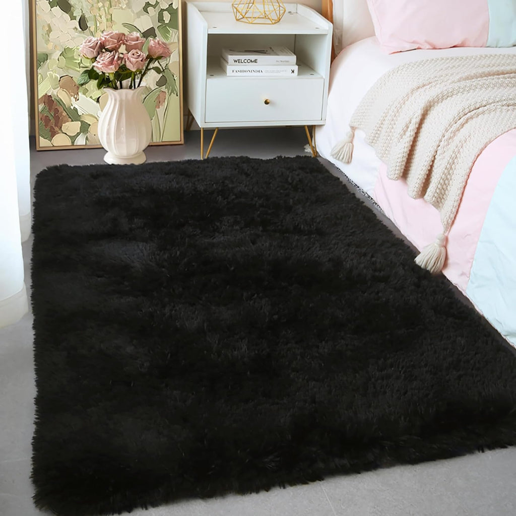 Pink Fluffy Shag Area Rug