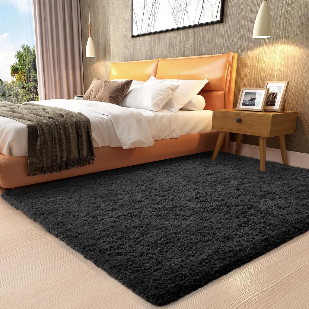 Grey Fluffy Shag Area Rug