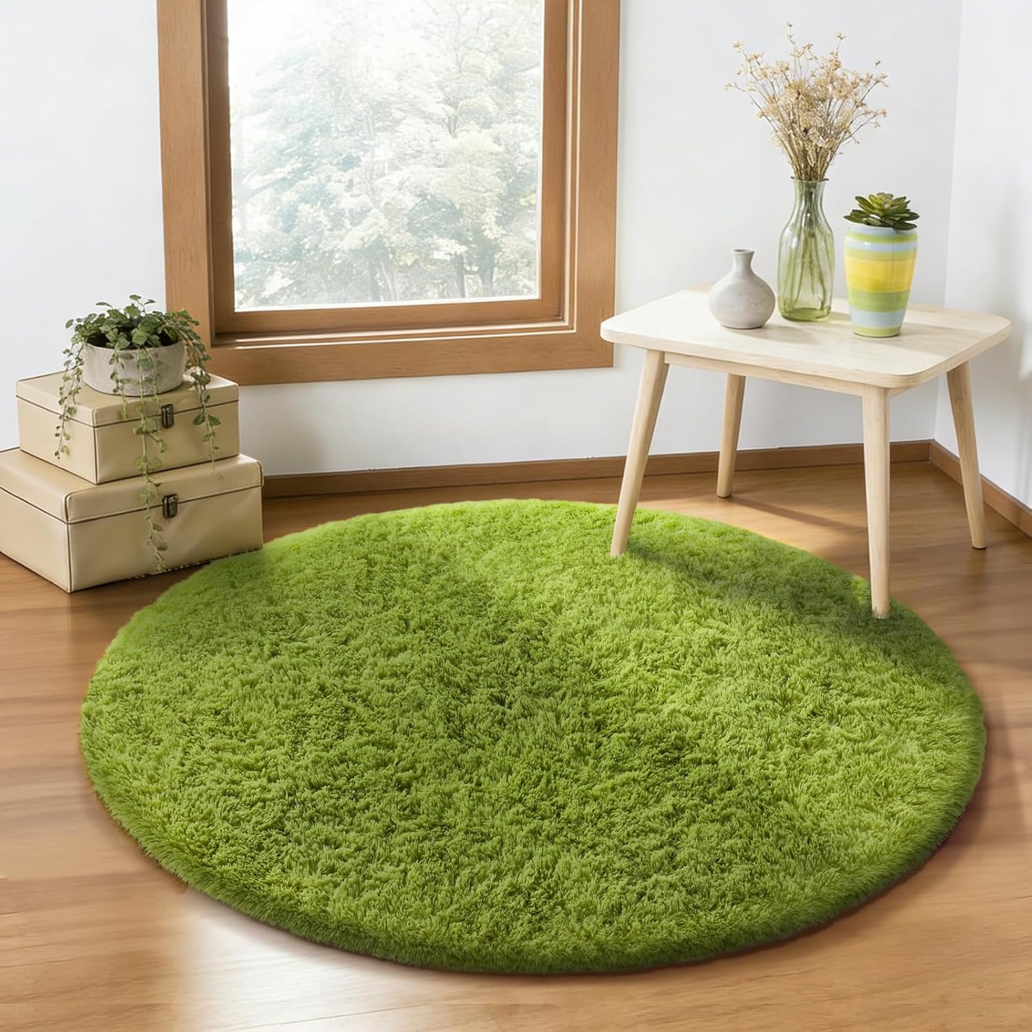 Grey Fluffy Shag Area Rug