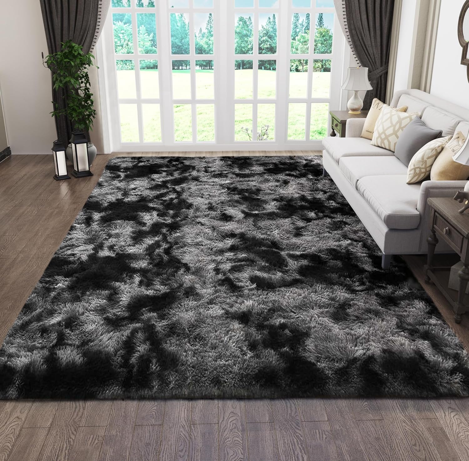 Grey Fluffy Shag Area Rug