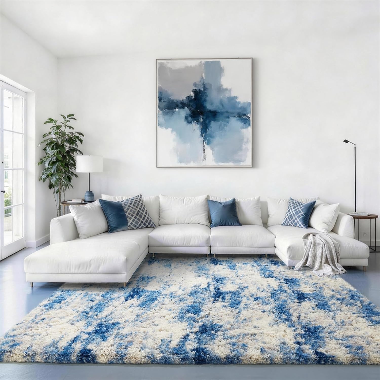 Grey Fluffy Shag Area Rug
