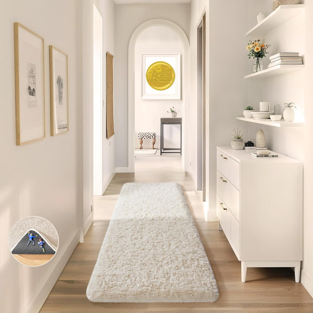 Grey Fluffy Shag Area Rug