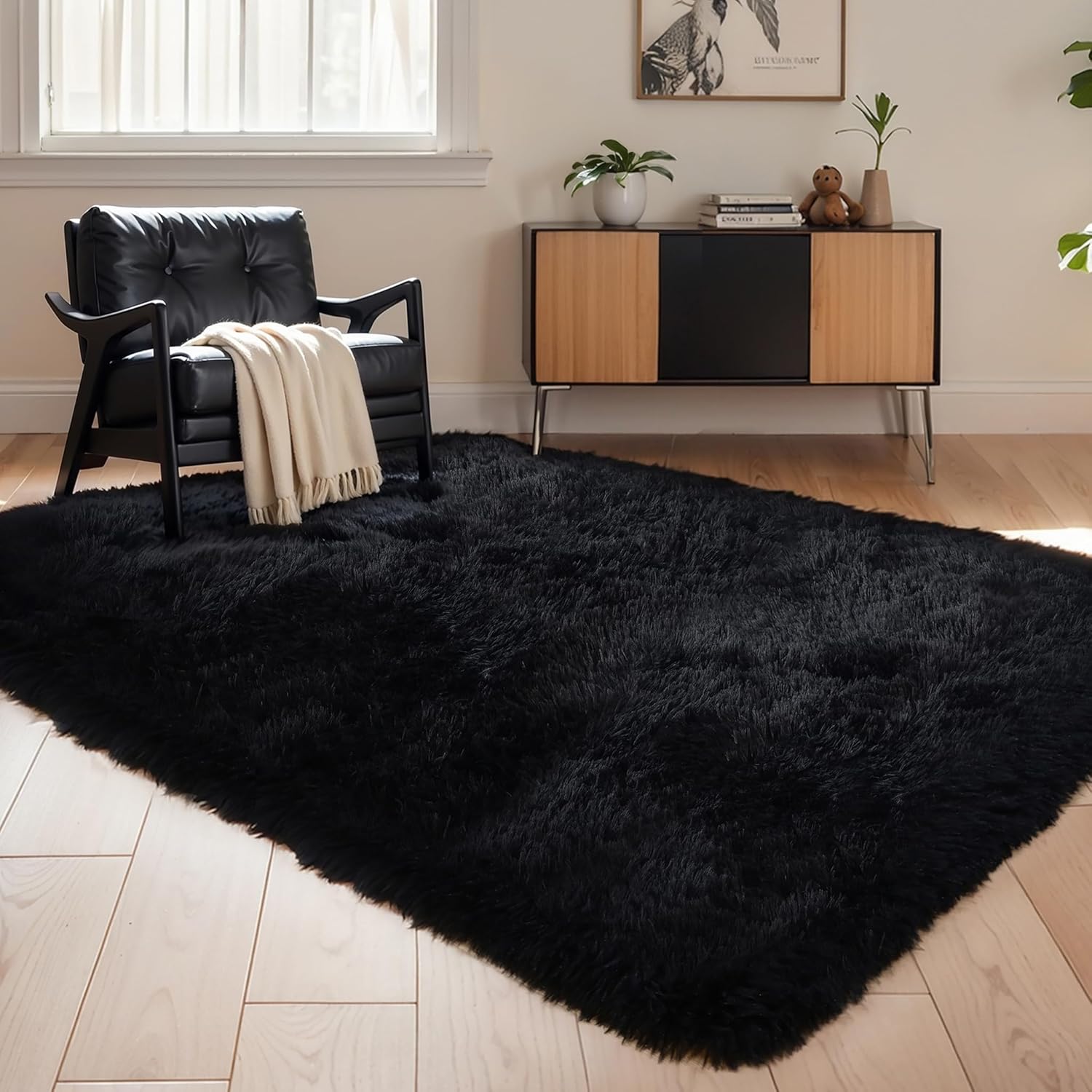 Pink Fluffy Shag Area Rug