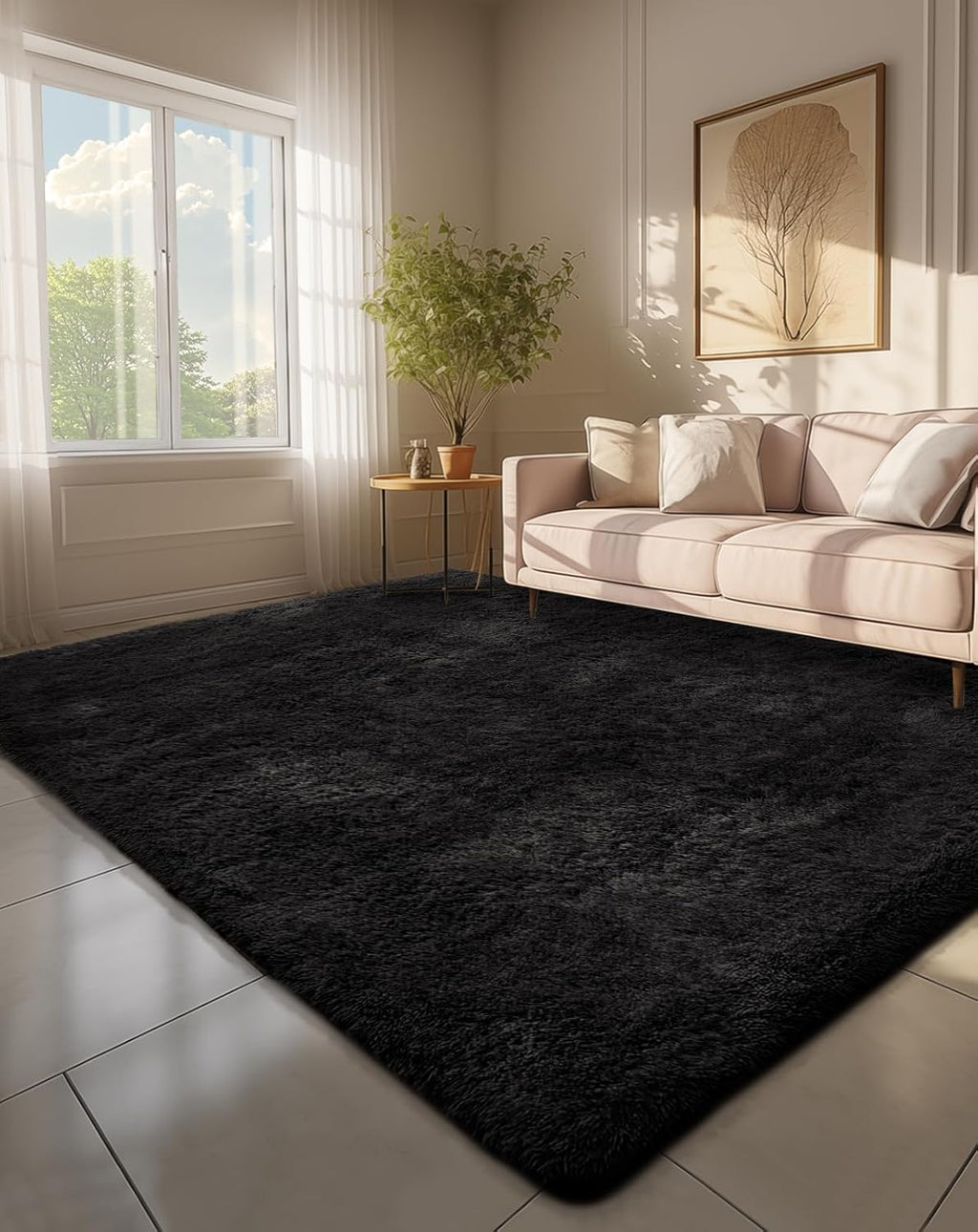 Grey Fluffy Shag Area Rug