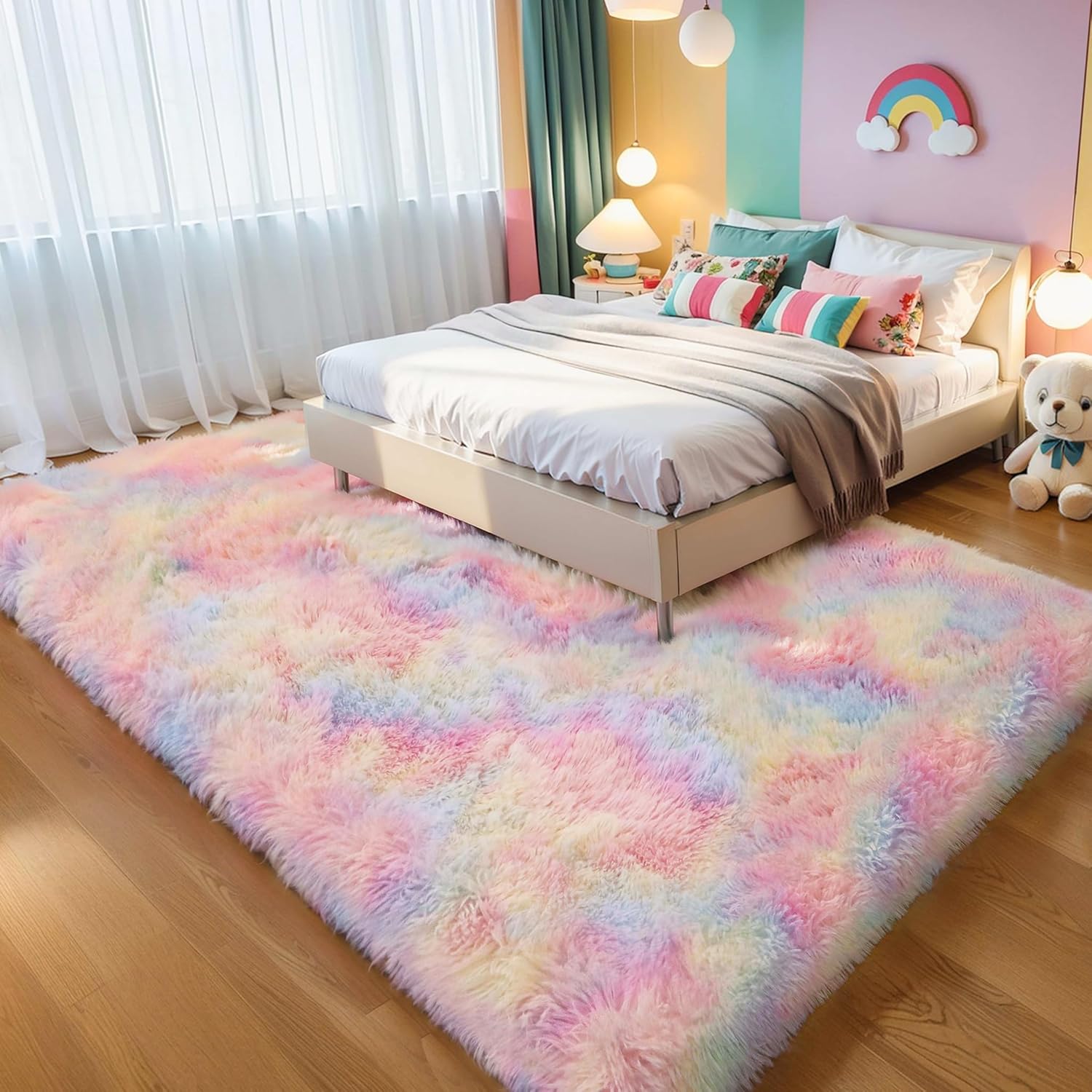 Pink Fluffy Shag Area Rug