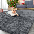 Grey Washable Shaggy Area Rug