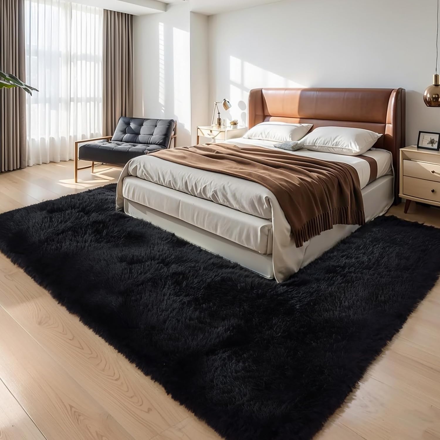 Pink Fluffy Shag Area Rug