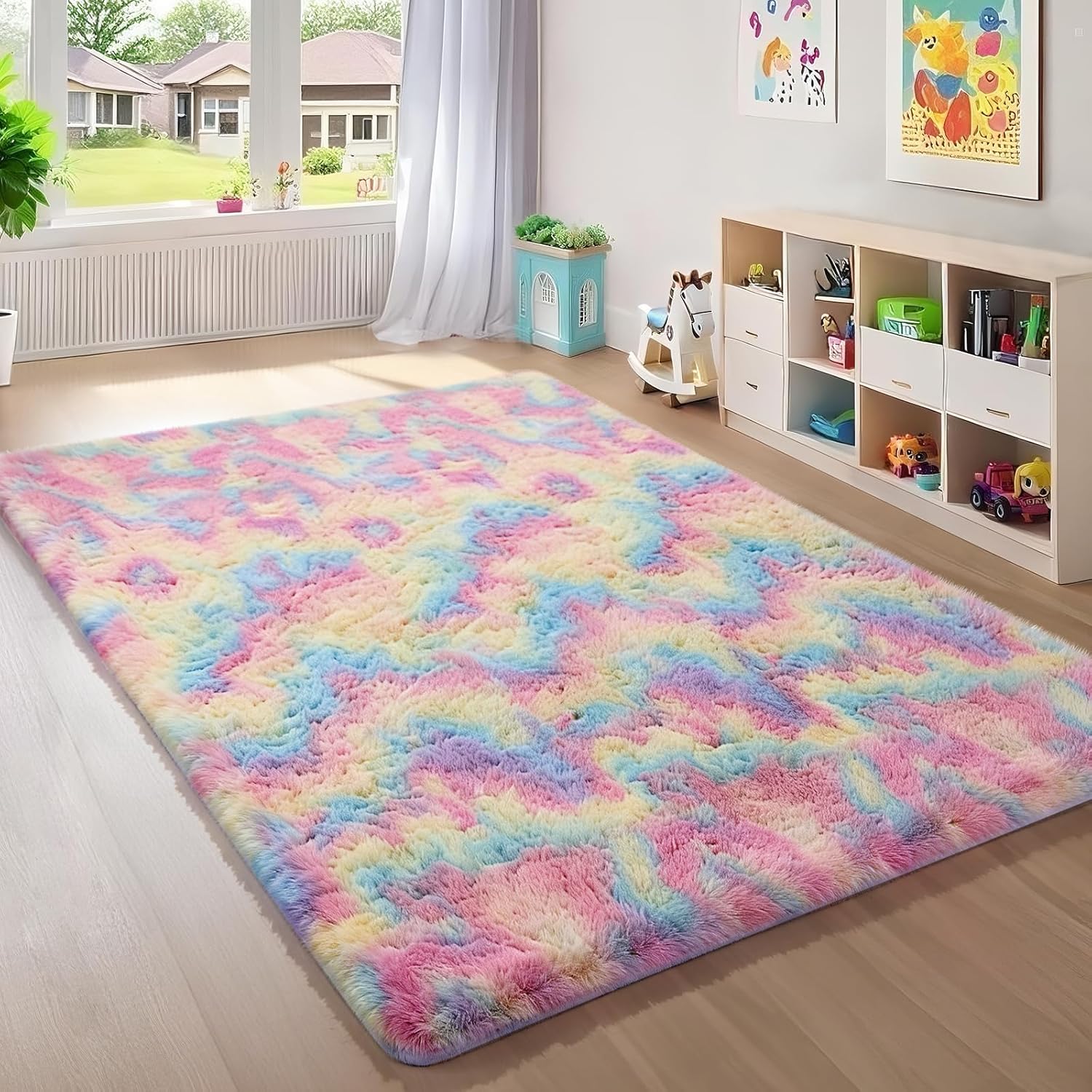 Grey Fluffy Shag Area Rug