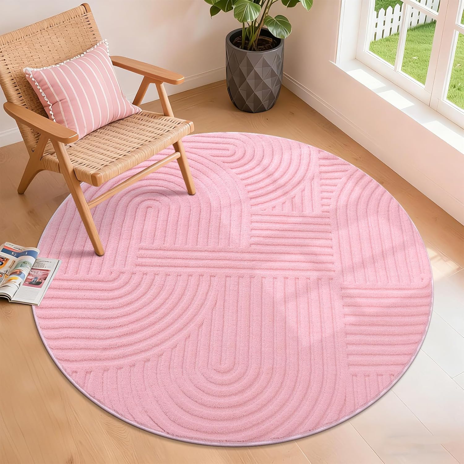 Modern Beige Washable Area Rug