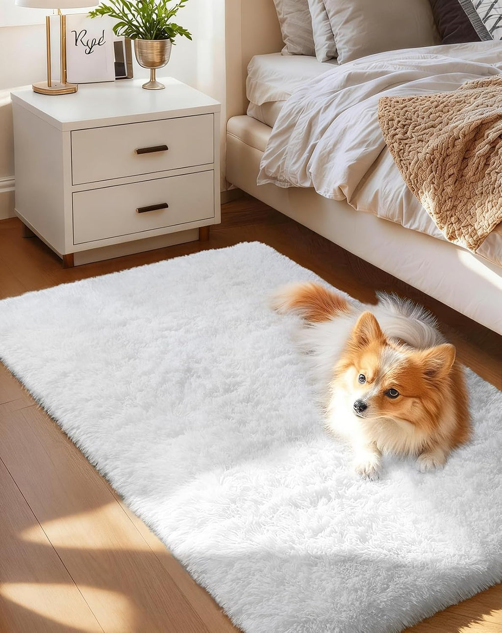 Grey Fluffy Shag Area Rug