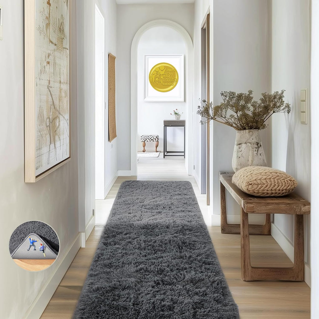 Grey Fluffy Shag Area Rug