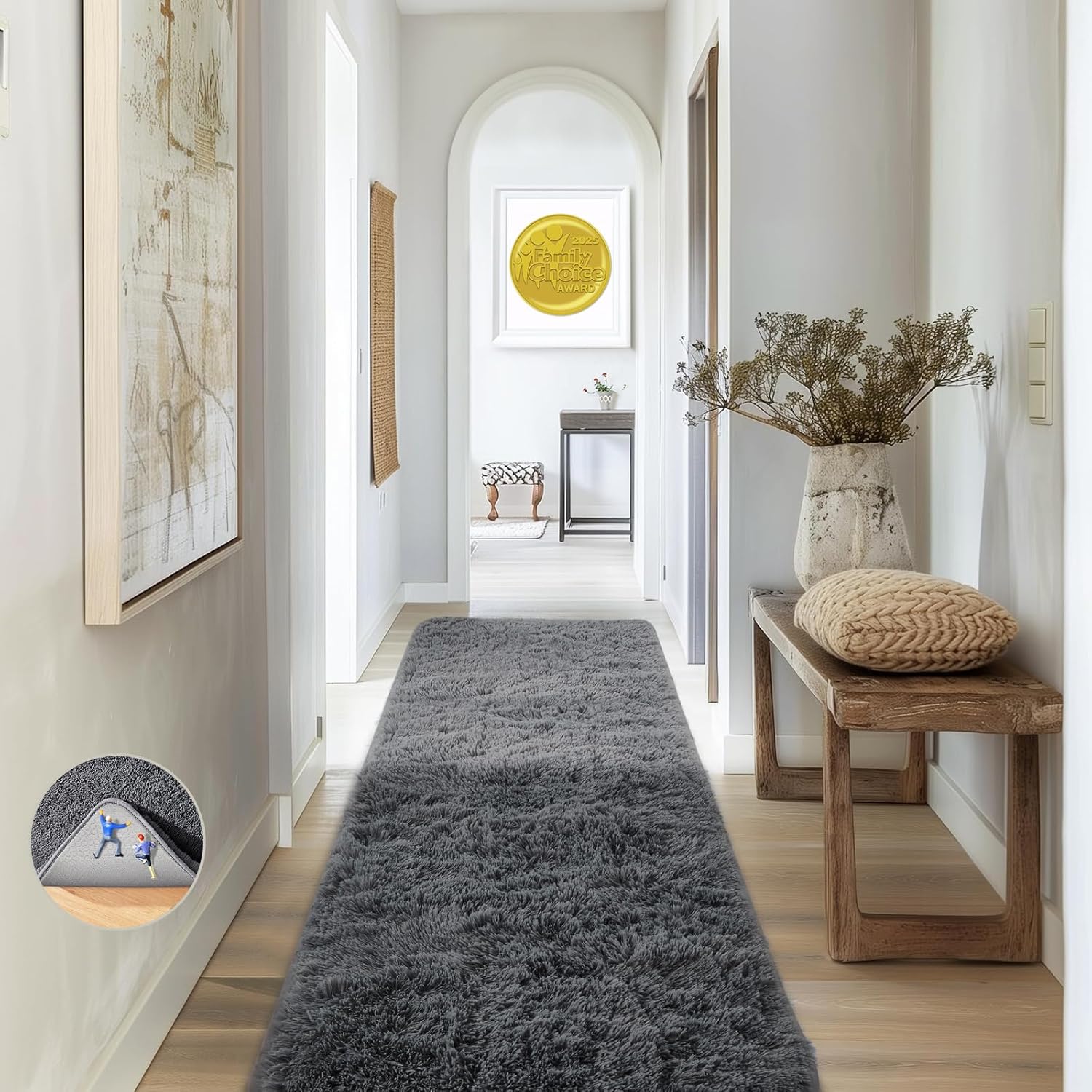 Grey Fluffy Shag Area Rug
