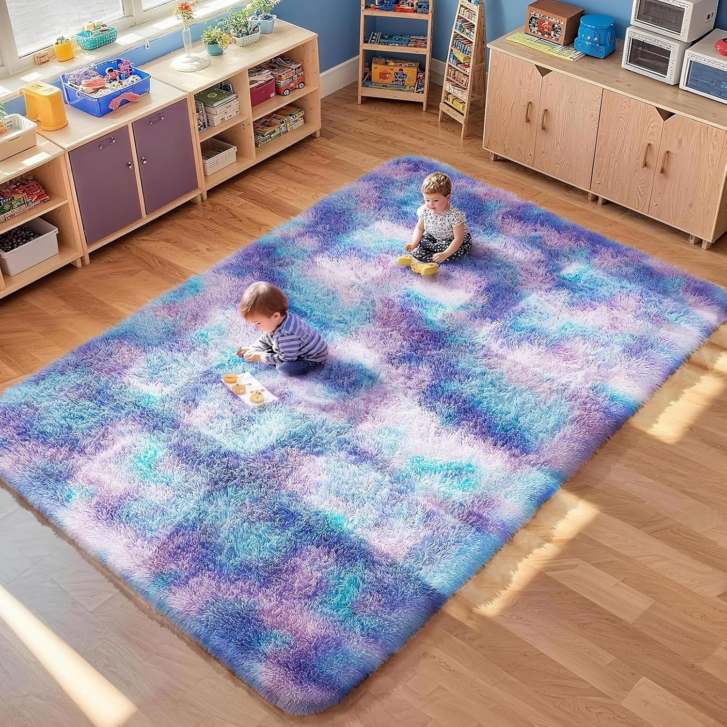 Grey Fluffy Shag Area Rug