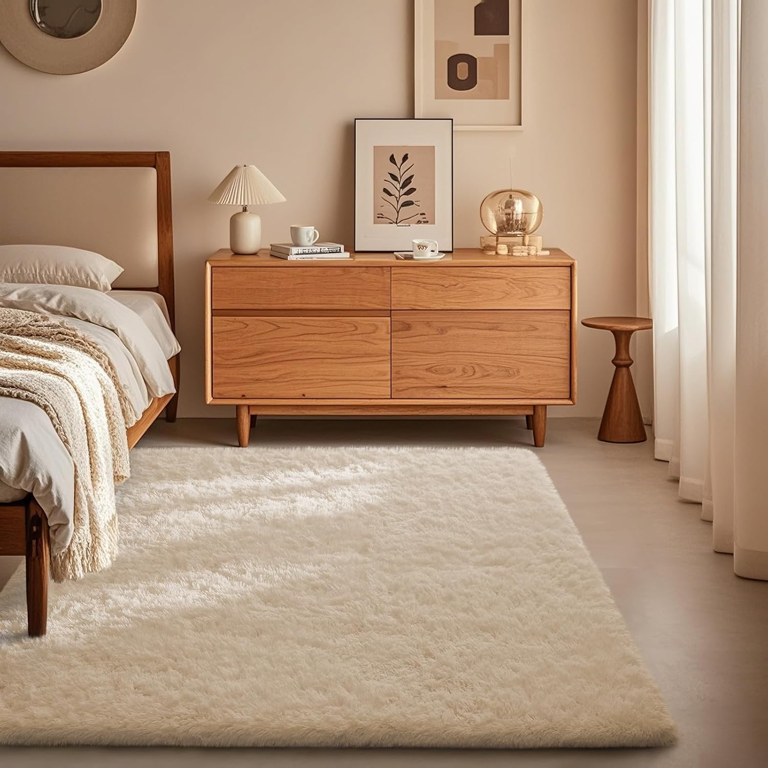 Grey Fluffy Shag Area Rug