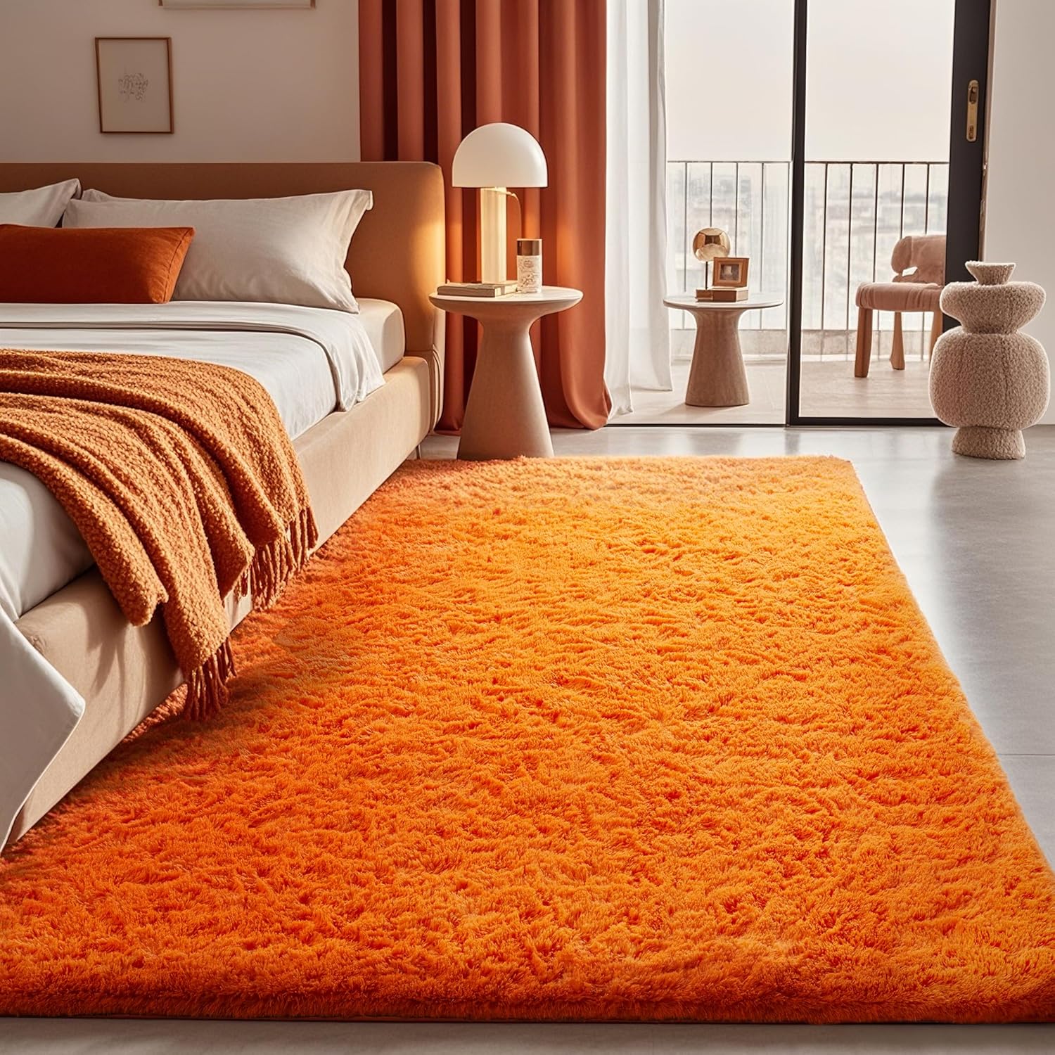 Grey Fluffy Shag Area Rug
