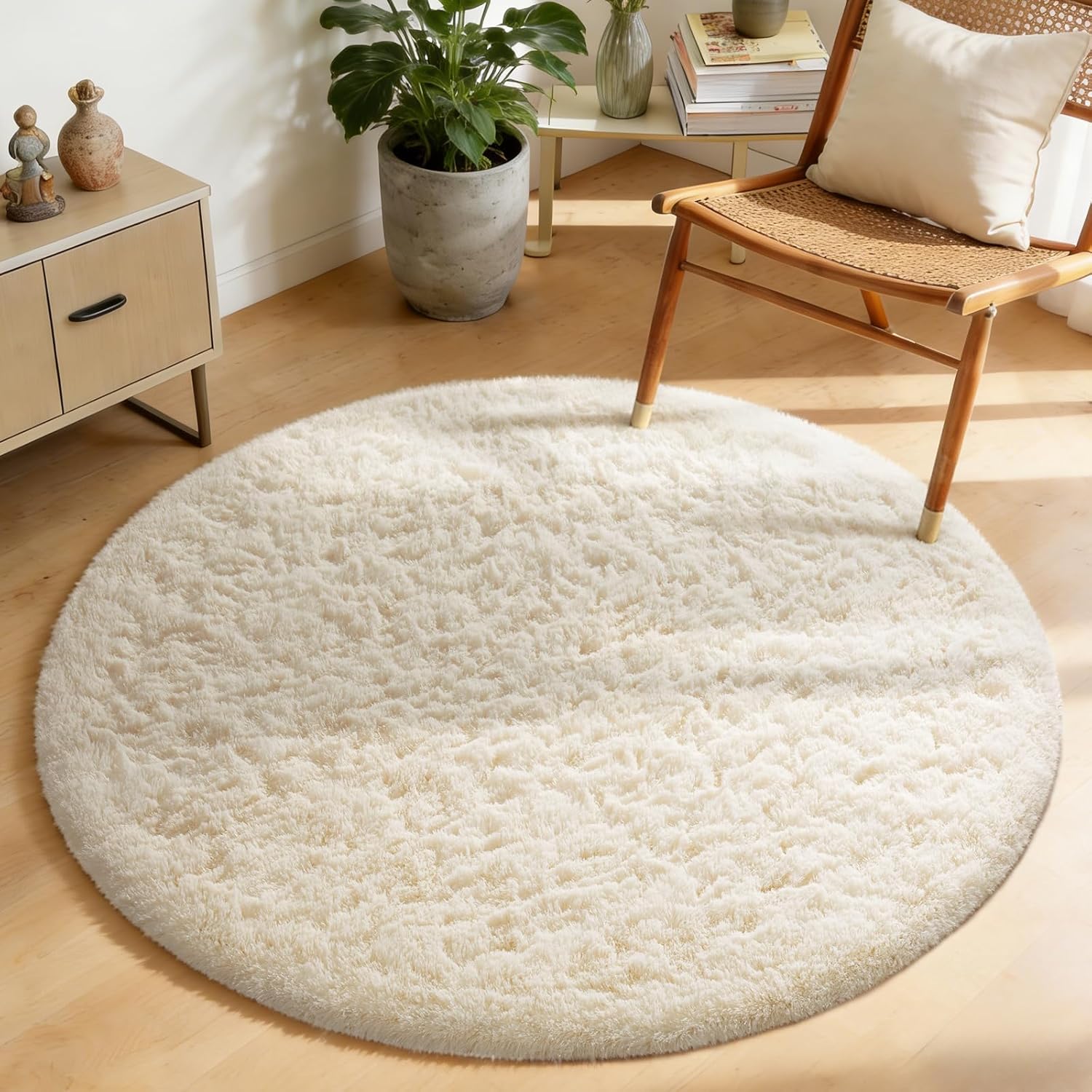Grey Fluffy Shag Area Rug